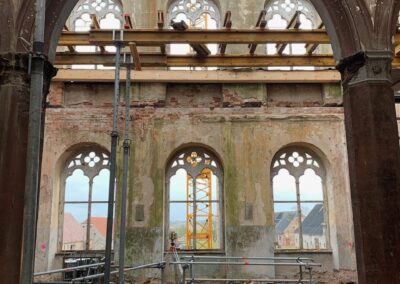 Aufbau der Schalung in der oberen Halle, für die Decke über dem ersten Obergeschoss