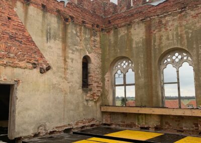 Aufbau der Schalung in der oberen Halle, für die Decke über dem ersten Obergeschoss